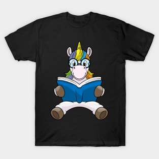 Unicorn as Nerd with Glasses & Book T-Shirt